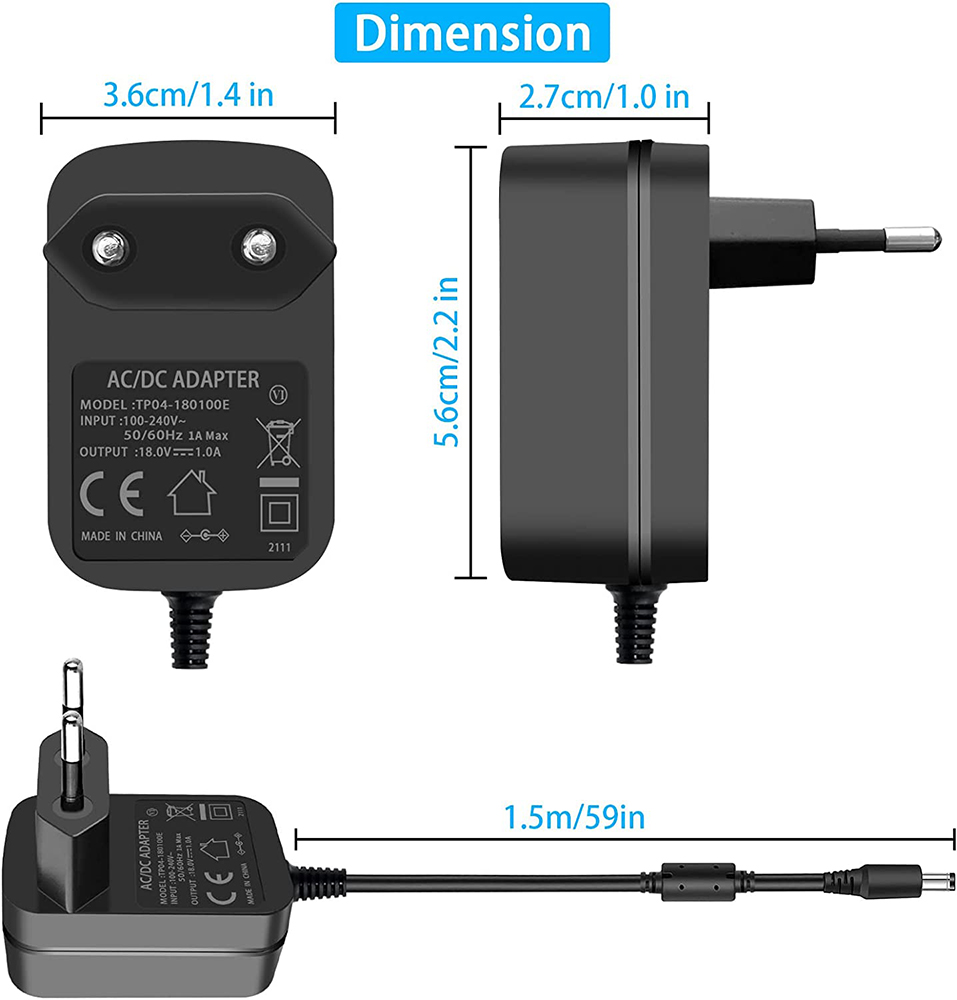 18V 1A Power Supply Adapter AC - Power Tools List recension och pris