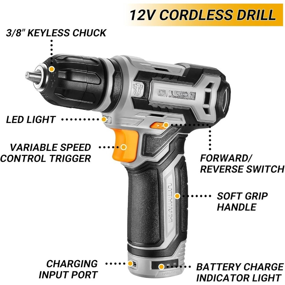 US Shipping Tool Kit Box Drill - Combo Power Tools recension och pris